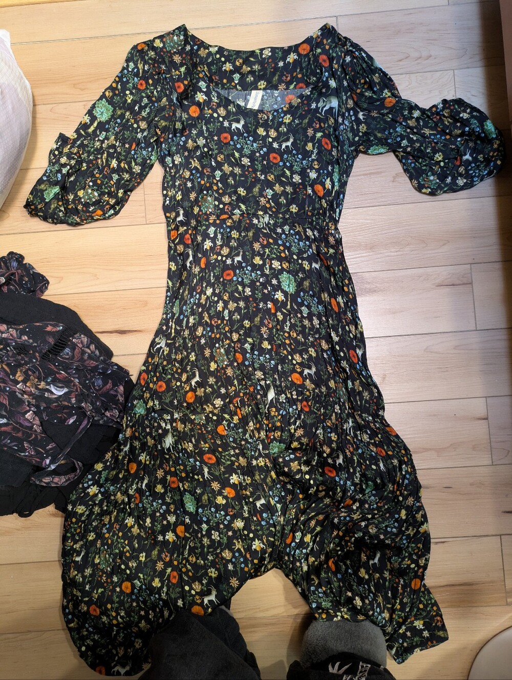 Samantha Pleet Dress Illuminated Unicorn Black 10 Silk Cotton Maxi Long - Picture 3 of 4